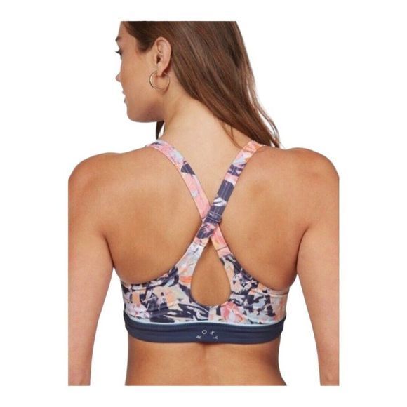 ROXY Fitness Sports Bra Bikini Top Floral Navy Size S 2579 - Picture 10 of 11